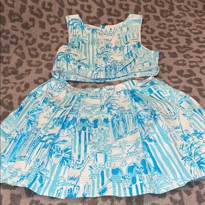 Lilly Pulitzer two piece skirt and crop top